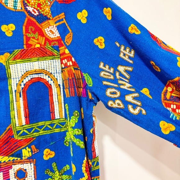 FARM RIO Blue Folk Party linen romper - Picture 8 of 10